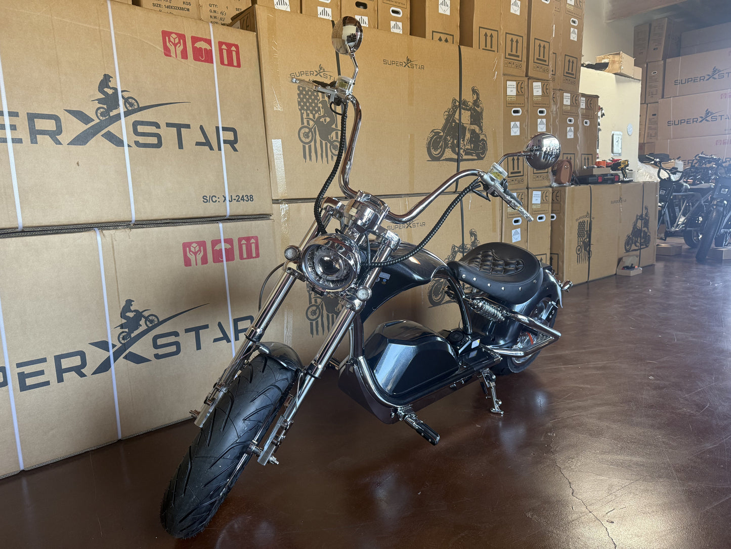 Super X Star Black Eclipse Electric Chopper Bike – 2000W 60V High Speed Cruiser