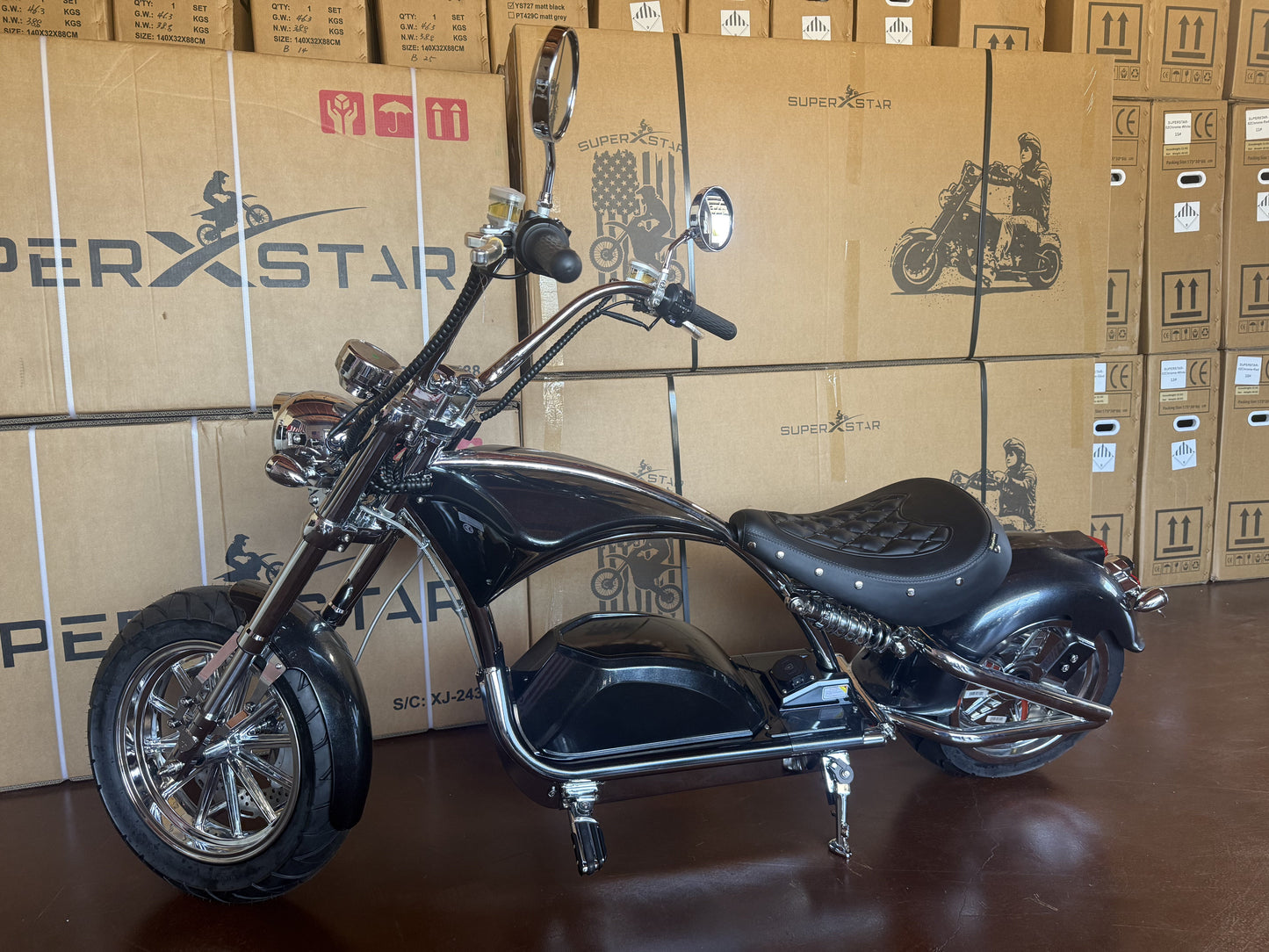 Super X Star Black Eclipse Electric Chopper Bike – 2000W 60V High Speed Cruiser