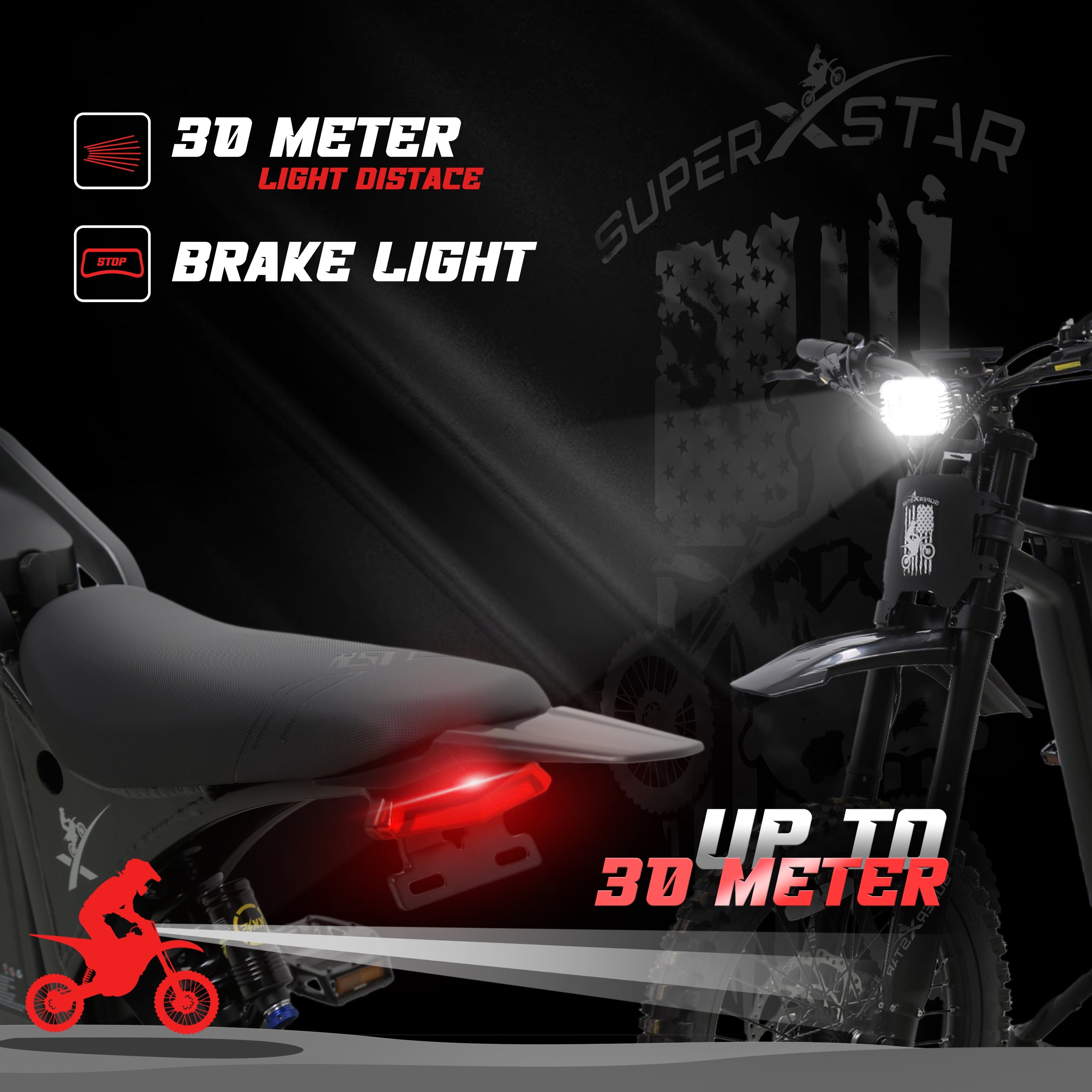 Super X Star Extreme Adventure LED headlight and brake light with 30 meter beam distance