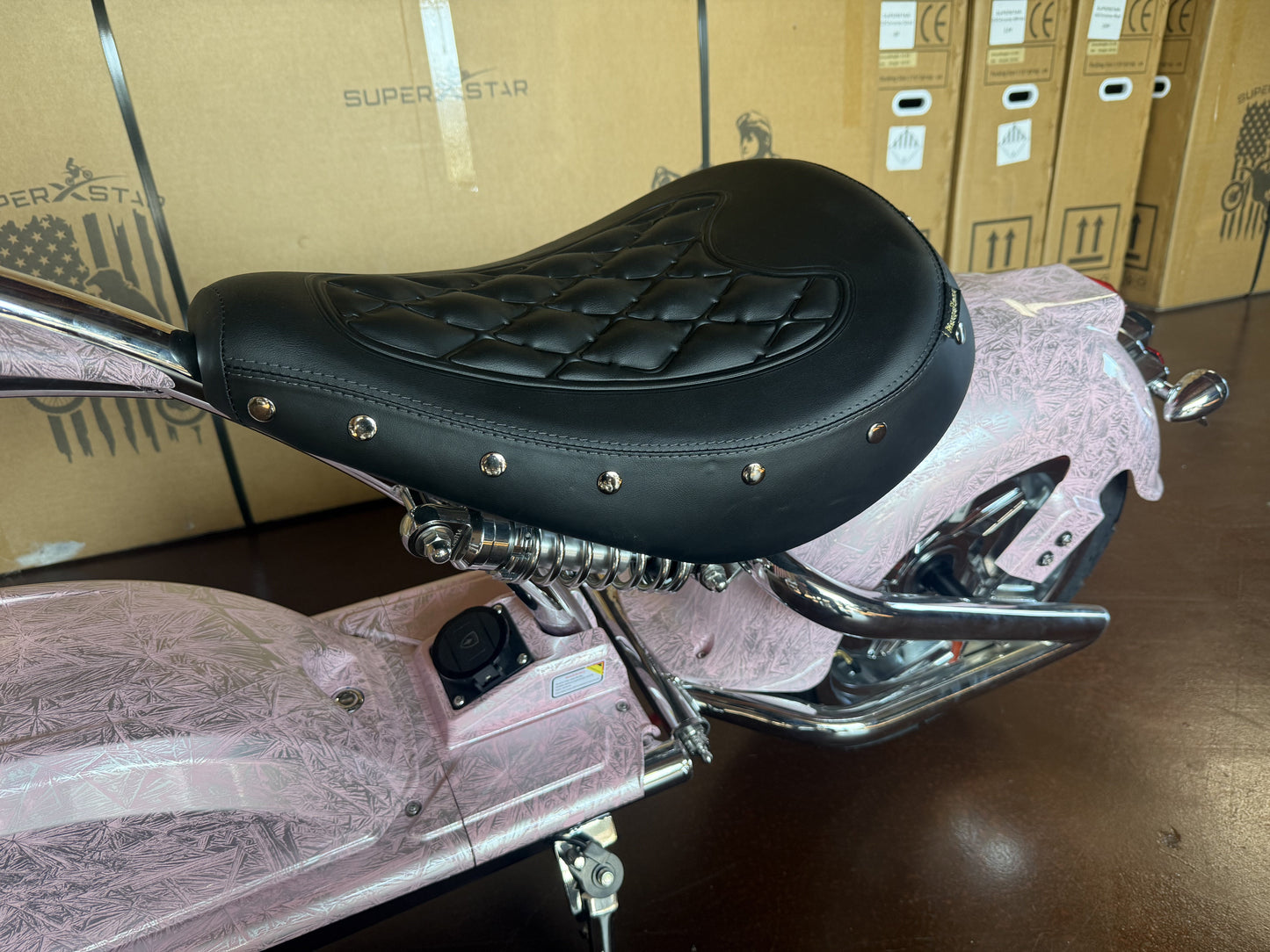 Super X Star Pink Eclipse Electric Chopper Bike – 2000W 60V High Speed Cruiser