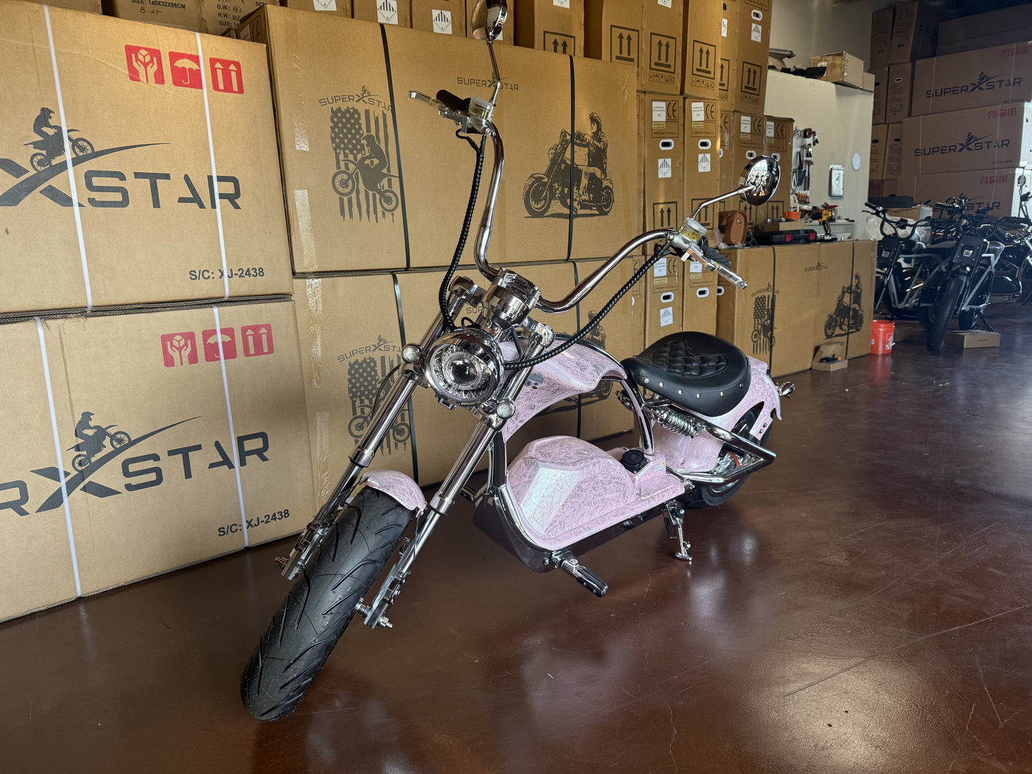 Super X Star Pink Eclipse Electric Chopper Bike – 2000W 60V High Speed Cruiser