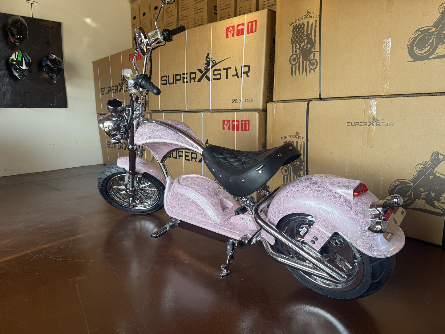 Super X Star Pink Eclipse Electric Chopper Bike – 2000W 60V High Speed Cruiser
