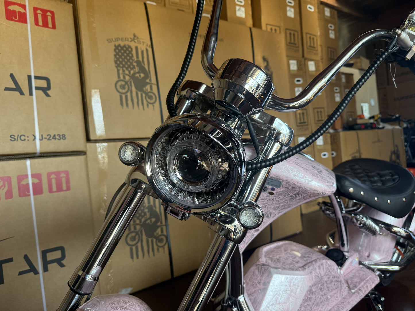 Super X Star Pink Eclipse Electric Chopper Bike – 2000W 60V High Speed Cruiser