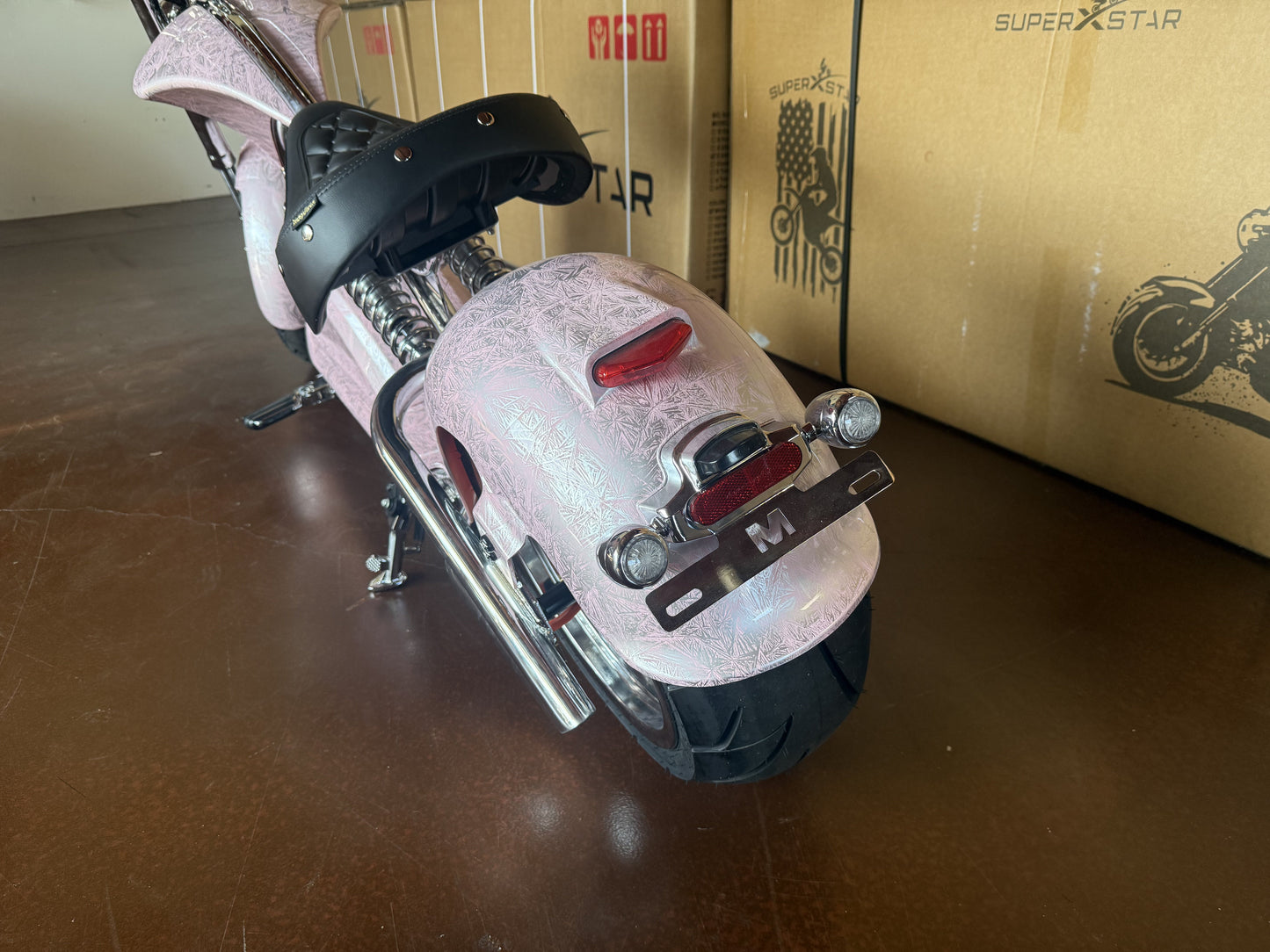 Super X Star Pink Eclipse Electric Chopper Bike – 2000W 60V High Speed Cruiser