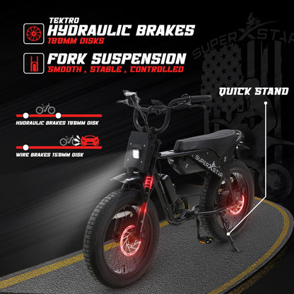 Super X Star E Times Tour JR – 750W Fat Tire Electric Bike | 48V Lithium, Shimano 7-Speed, TEKTRO Brakes - Super X Star