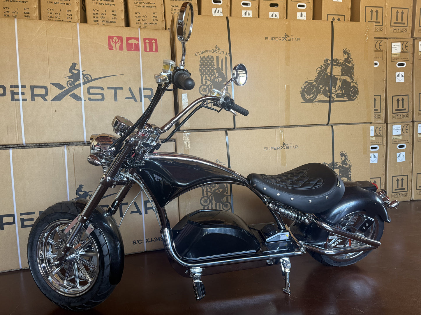 Super X Star Black Eclipse Electric Chopper Bike – 2000W 60V High Speed Cruiser