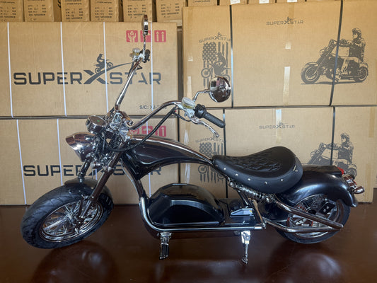 Super X Star Black Eclipse Electric Chopper Bike – 2000W 60V High Speed Cruiser