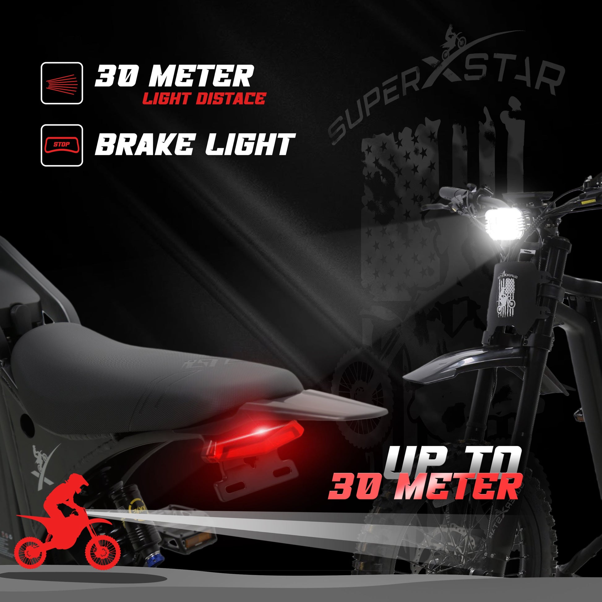Super X Star Extreme Adventure LED headlight and brake light with 30 meter beam distance
