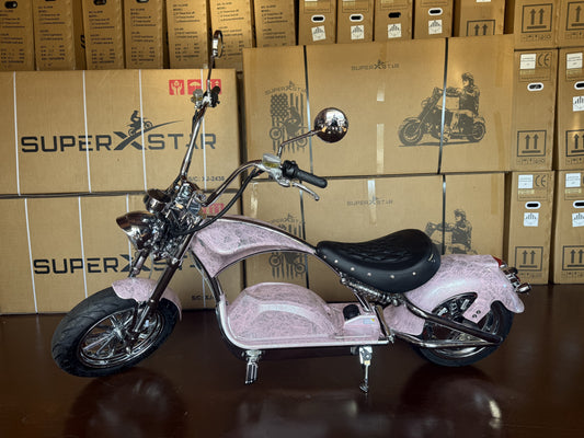 Super X Star Pink Eclipse Electric Chopper Bike – 2000W 60V High Speed Cruiser